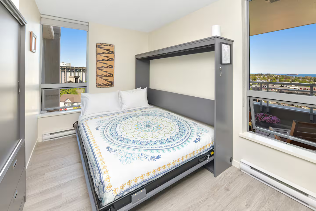 Made in Victoria Murphy Bed easily converts to a full size Queen Bed